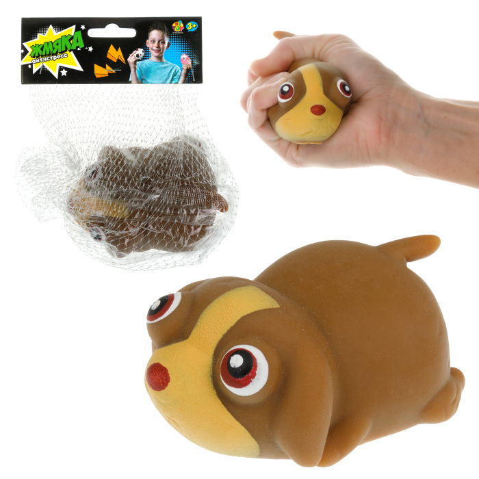 Игрушка-антистресс 1toy Жмяка Собаки коричневая игрушка 1toy дельфин 33 9 см пакет с хедером т20227
