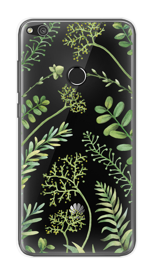 

Чехол на Honor 8 Lite/Huawei P8 Lite "Green Leaves", Зеленый;прозрачный, 63950-1
