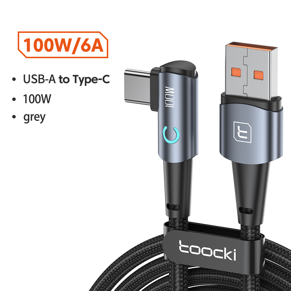 Кабель USB Type-C-USB Toocki 1 м серый, черный