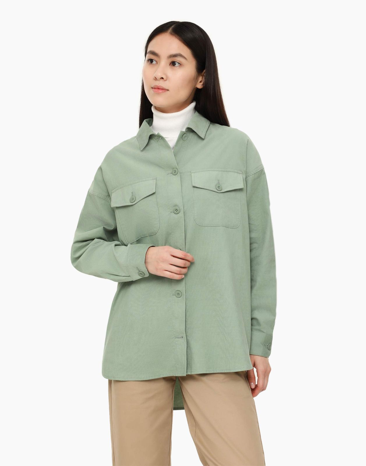 Рубашка женская Gloria Jeans GWT003205 зеленая XXS-XS (36-40)