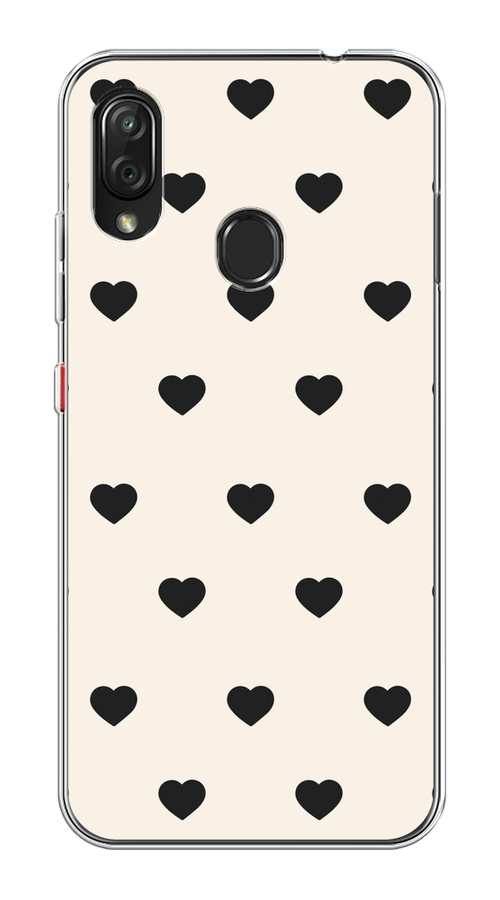 

Чехол на ZTE Blade V10 Vita "Черные сердечки на белом", Черный;белый, 132650-1