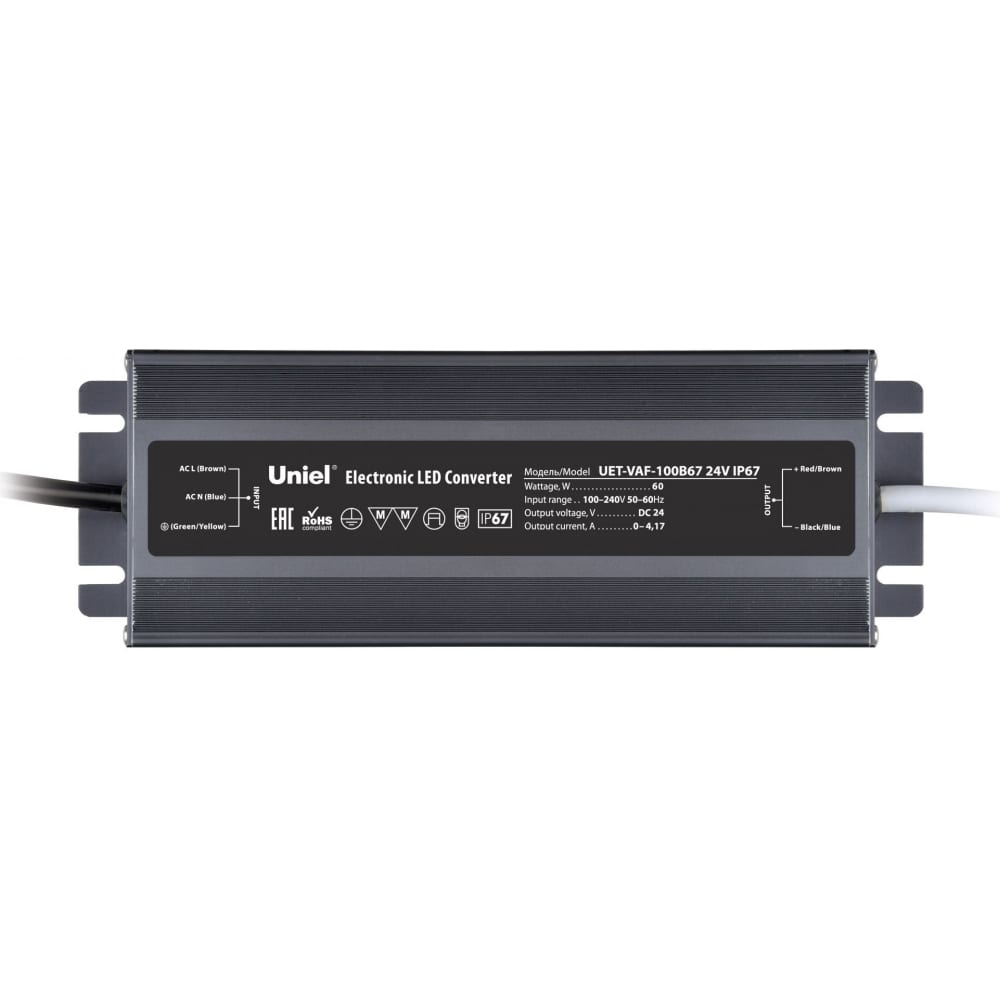 

Блок питания Uniel ультратонкий UET-VAF-100B67 24V IP67 UL-00009367, Серый