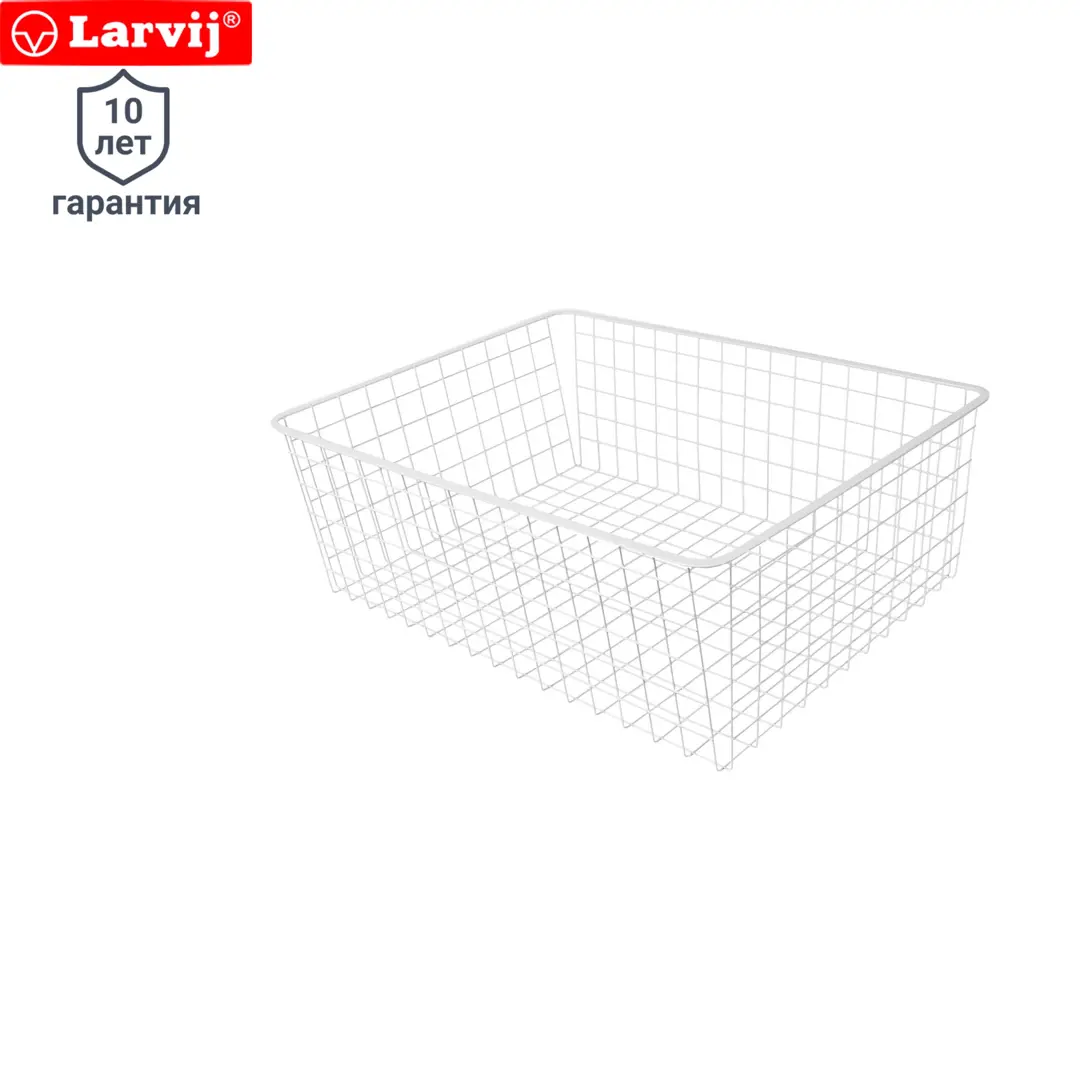 

Корзина сеточная Larvij 55x41x18 см сталь цвет белый