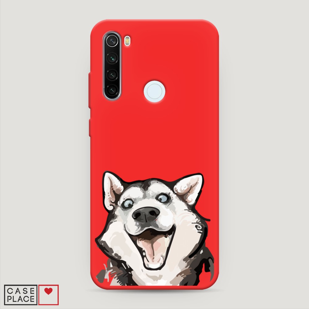 фото Матовый силиконовый чехол "радостный хаски" на xiaomi redmi note 8t awog