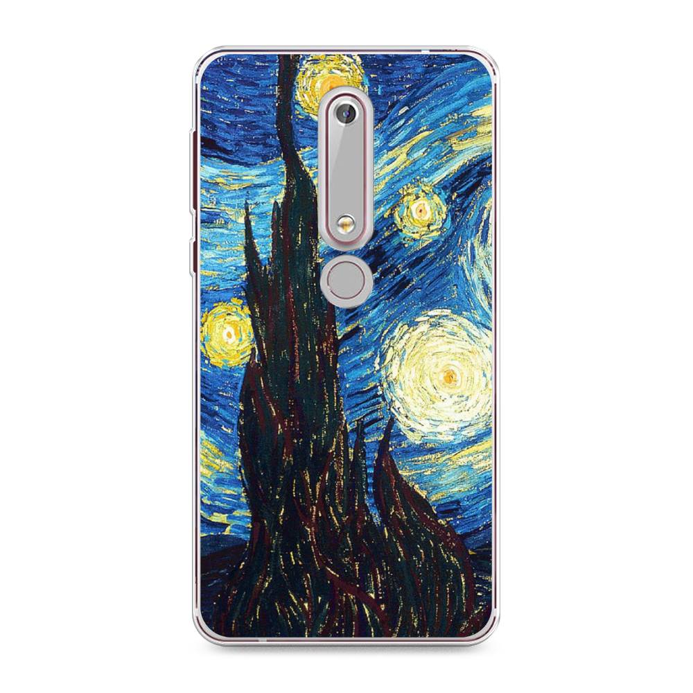 

Чехол Awog на Nokia 6 2018 / Нокиа 6 2018 "Ван Гог Звездная ночь", Желтый, 120950-9