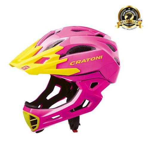 фото Велосипедный шлем cratoni c-maniac, pink/yellow glossy, m/l