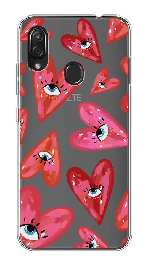 

Чехол на ZTE Blade V10 Vita "Сердечки с глазами", Коричневый;красный;розовый, 132650-1
