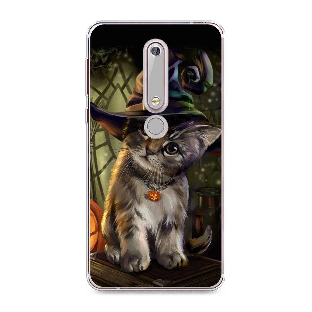 

Чехол Awog на Nokia 6 2018 / Нокиа 6 2018 "Кот на Хэллоуин", Зеленый;серый, 120950-2