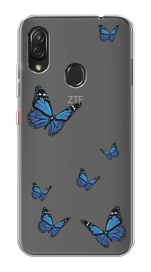 

Чехол на ZTE Blade V10 Vita "Blue butterflies", Синий;черный, 132650-1