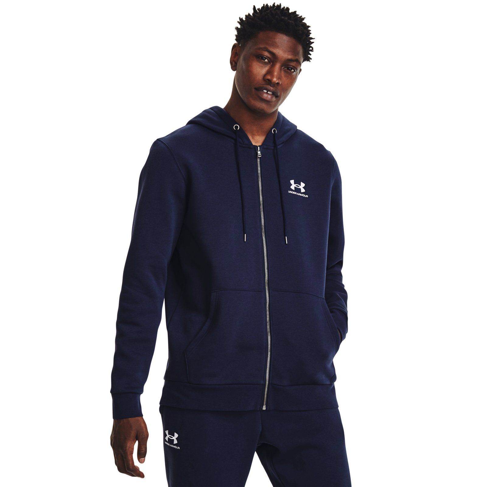 

Толстовка мужская Under Armour Ua Essential Fleece Fz Hood синяя SM, Синий, Ua Essential Fleece Fz Hood