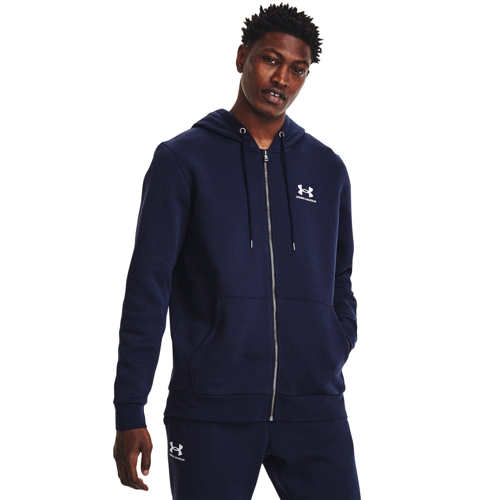 Толстовка мужская Under Armour Ua Essential Fleece Fz Hood синяя MD