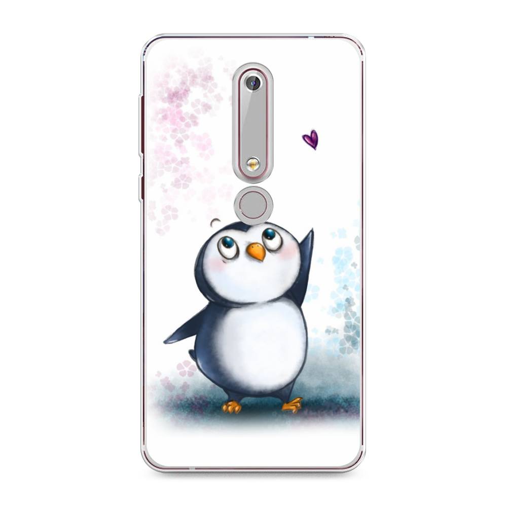 

Чехол Awog на Nokia 6 2018 / Нокиа 6 2018 "Пингвин и сердечко", Белый, 120950-1