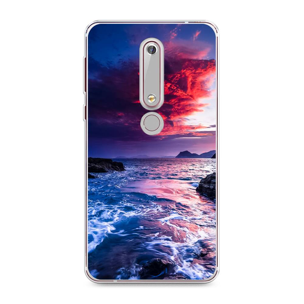 

Чехол Awog на Nokia 6 2018 / Нокиа 6 2018 "Волны 1", Розовый;синий, 120950-4