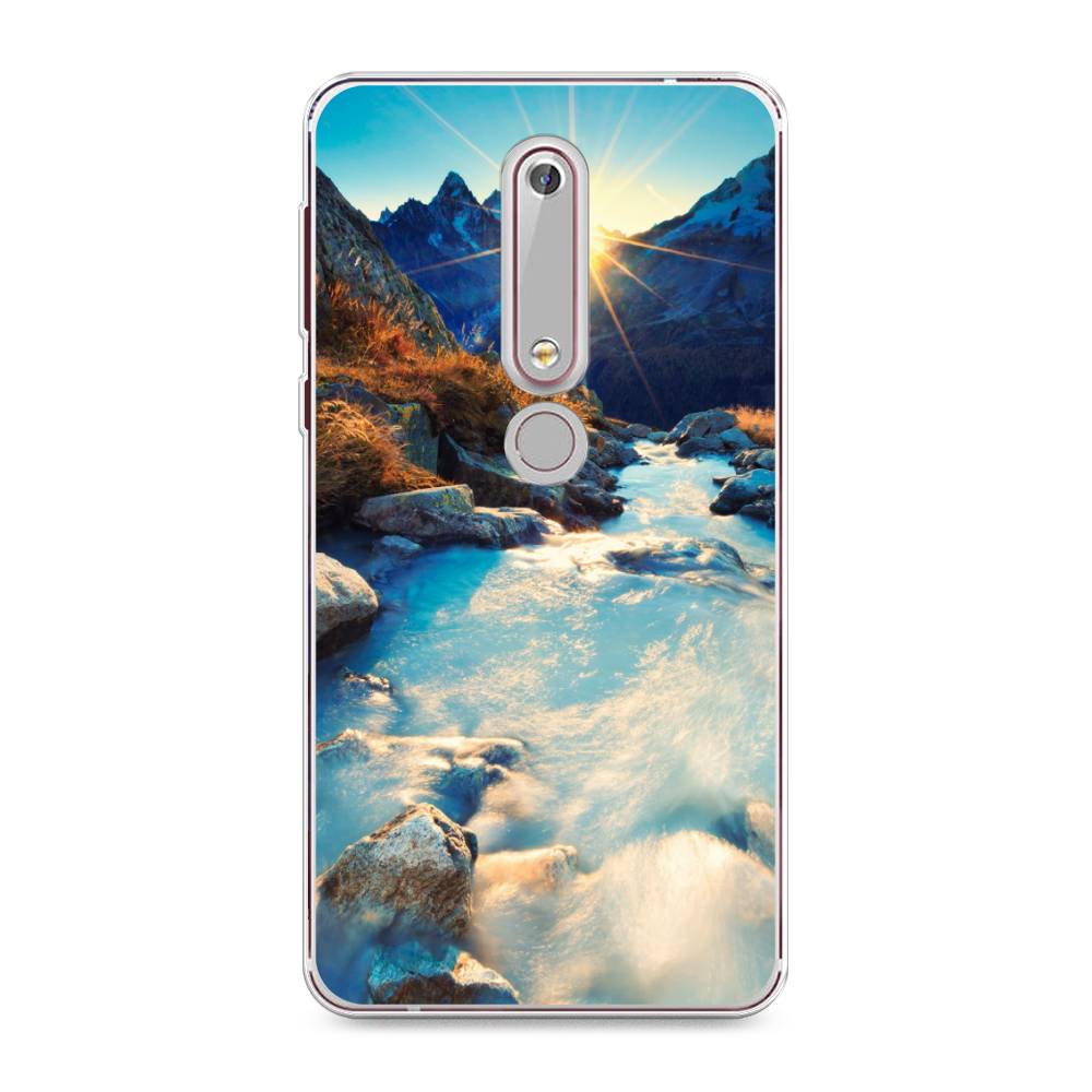 

Чехол Awog на Nokia 6 2018 / Нокиа 6 2018 "Восход 7", Коричневый;белый;голубой, 120950-4