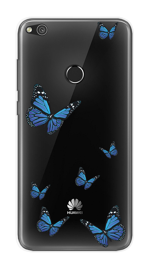 

Чехол на Honor 8 Lite/Huawei P8 Lite "Blue butterflies", Синий;черный, 63950-1
