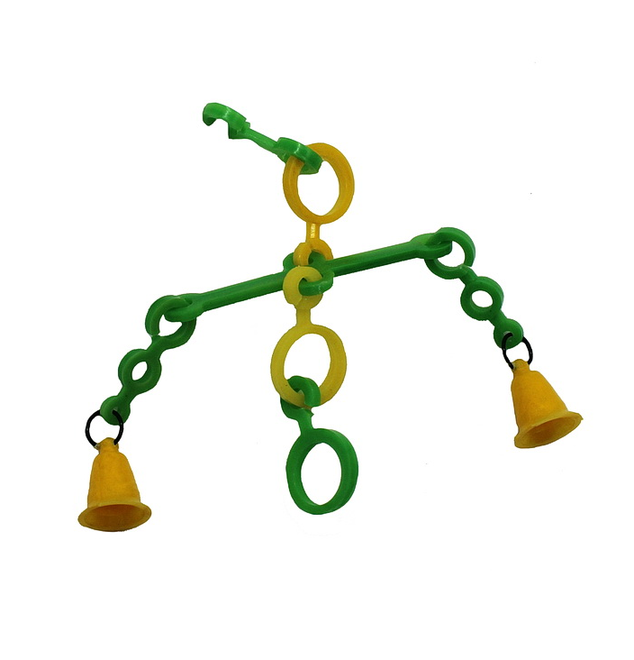 Игрушка для птиц Мавлюшев Забава Коромысло желто-зеленая 10х5,5 см