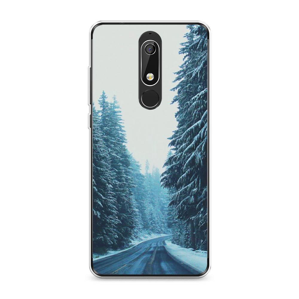 

Чехол на Nokia 5.1 "Зима 9", Бежевый;голубой;черный, 121750-2