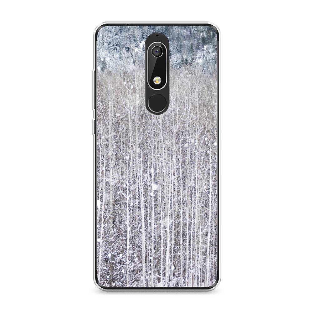 

Чехол на Nokia 5.1 "Снежный лес", Бежевый;серый;белый, 121750-5