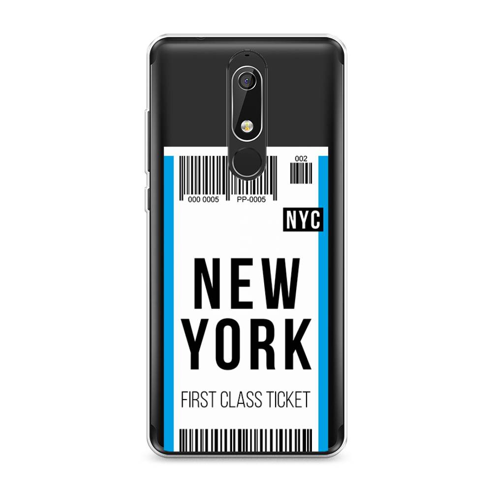 

Чехол на Nokia 5.1 "Билет в Нью-Йорк", Белый;голубой, 121750-6