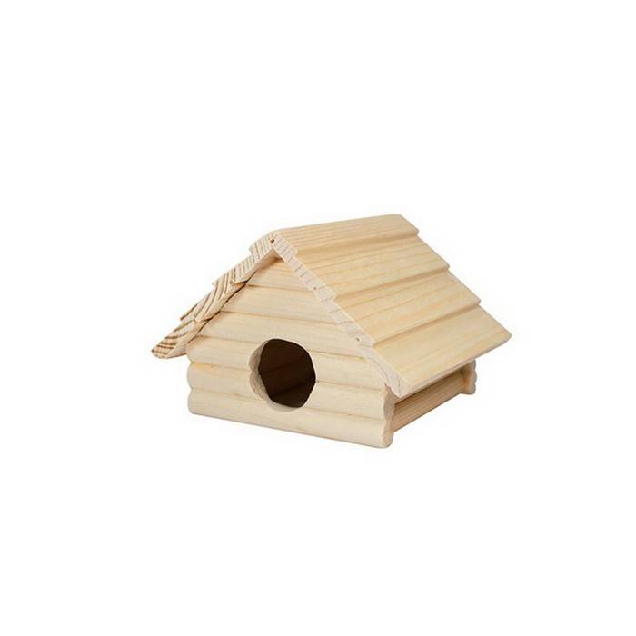 Домик для грызунов Дарэлл Кроха деревянный бежевый 13х13х9 см