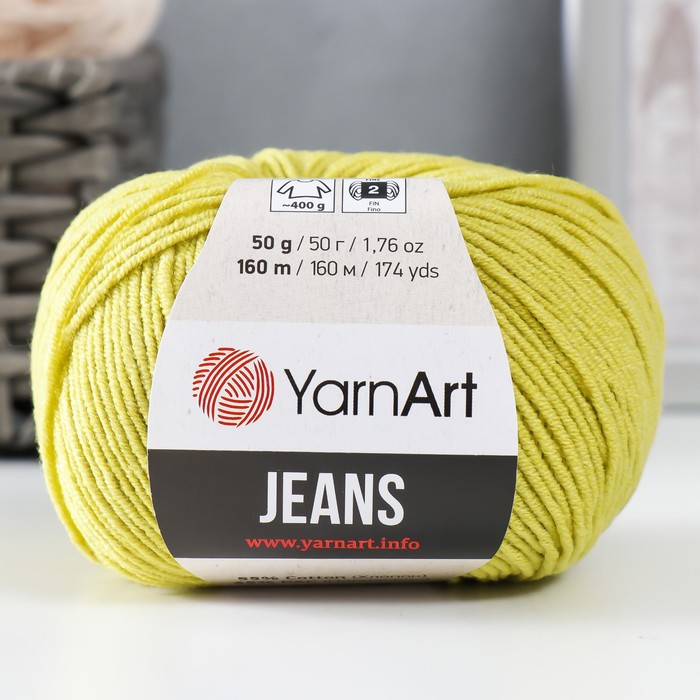 

Пряжа "Jeans" 55% хлопок, 45% акрил 160м/50гр (29 яр. салат), Зеленый, Пряжа для вязания "Jeans"