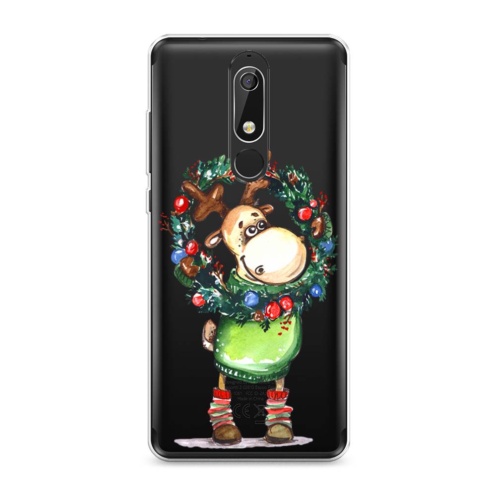 

Чехол на Nokia 5.1 "Олень с новогодним венком", 121750-4