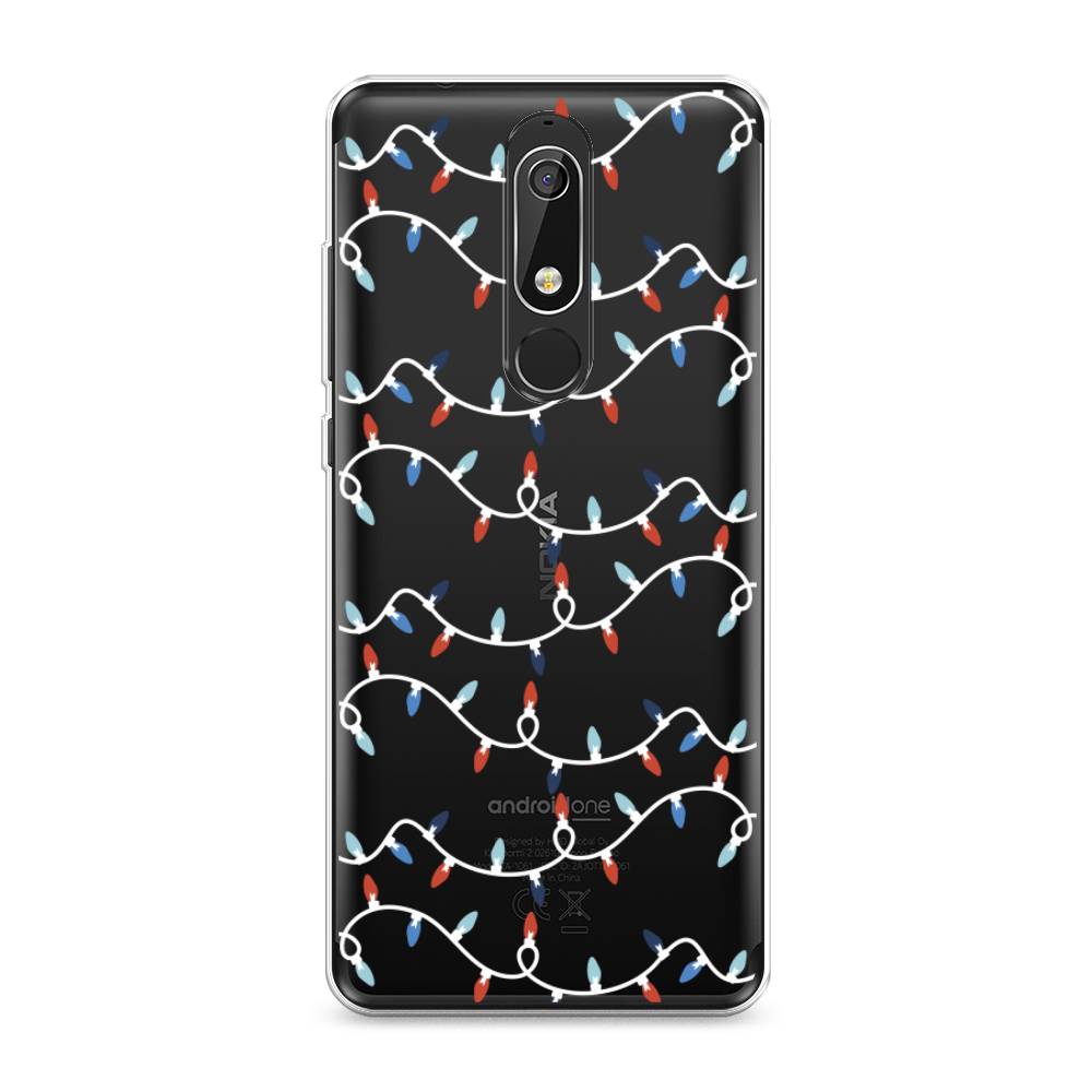 

Чехол на Nokia 5.1 "Разноцветная гирлянда", Белый;красный;синий, 121750-5