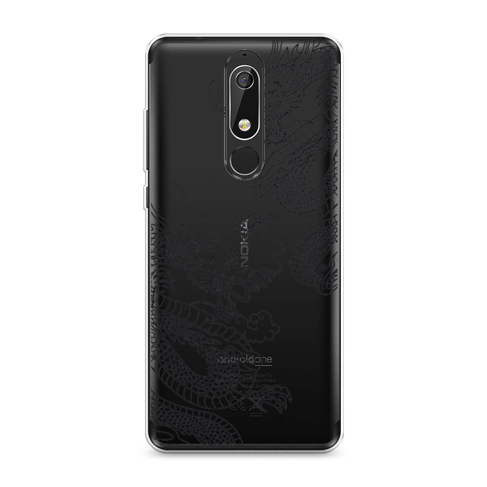 

Чехол на Nokia 5.1 "Два китайских дракона", Серый;черный, 121750-1