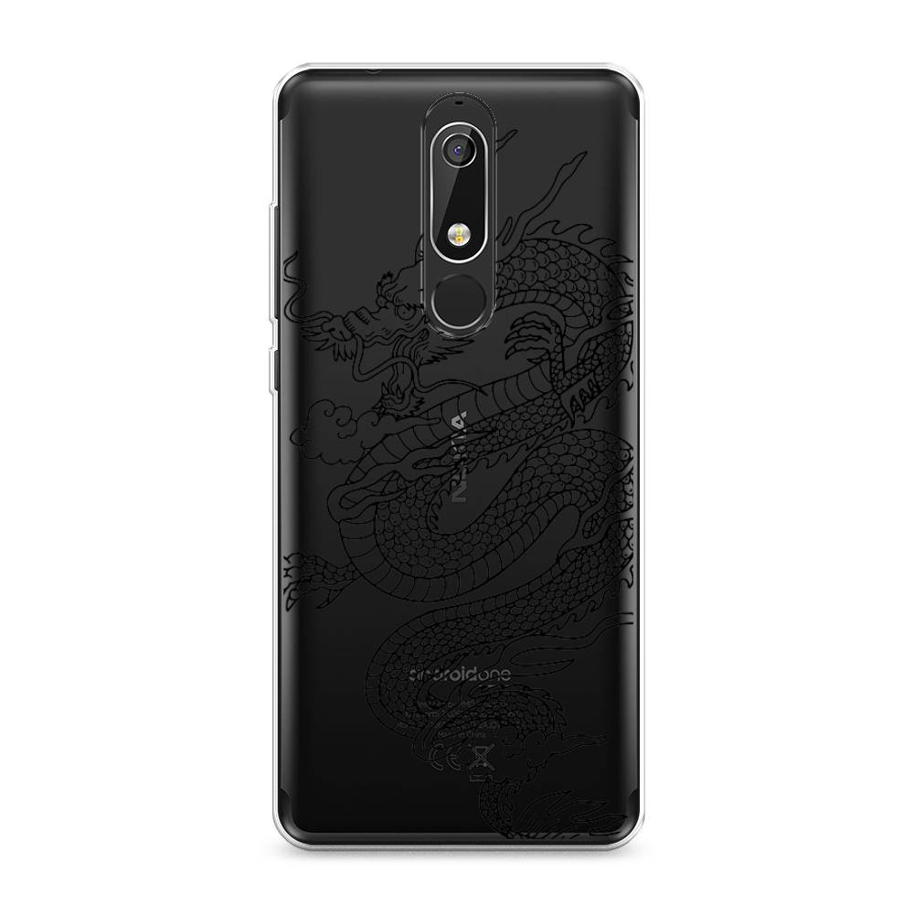 

Чехол на Nokia 5.1 "Большой китайский дракон", Черный;серый, 121750-1