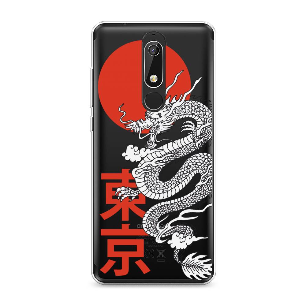 

Чехол на Nokia 5.1 "Китайский дракон", Черный;красный;белый, 121750-1