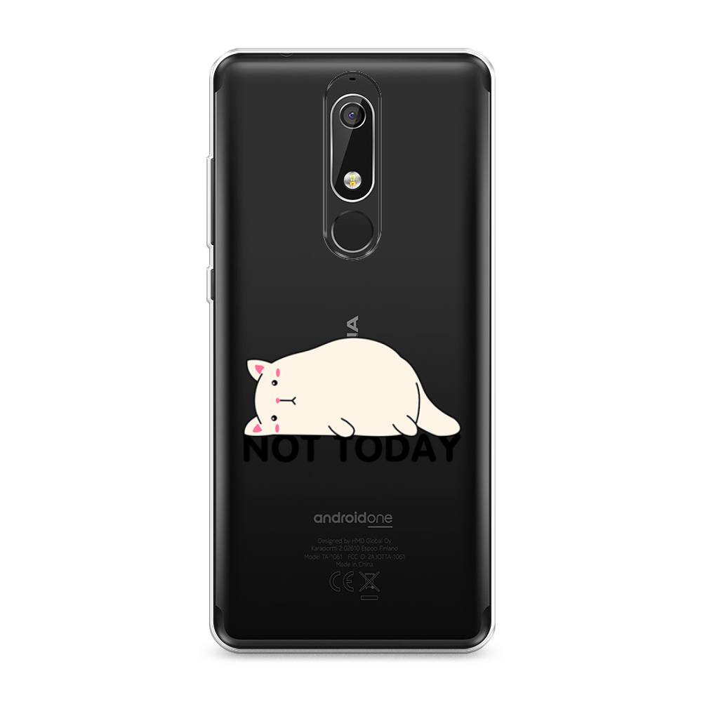 

Чехол на Nokia 5.1 "Cat not today", Белый;розовый;черный, 121750-1