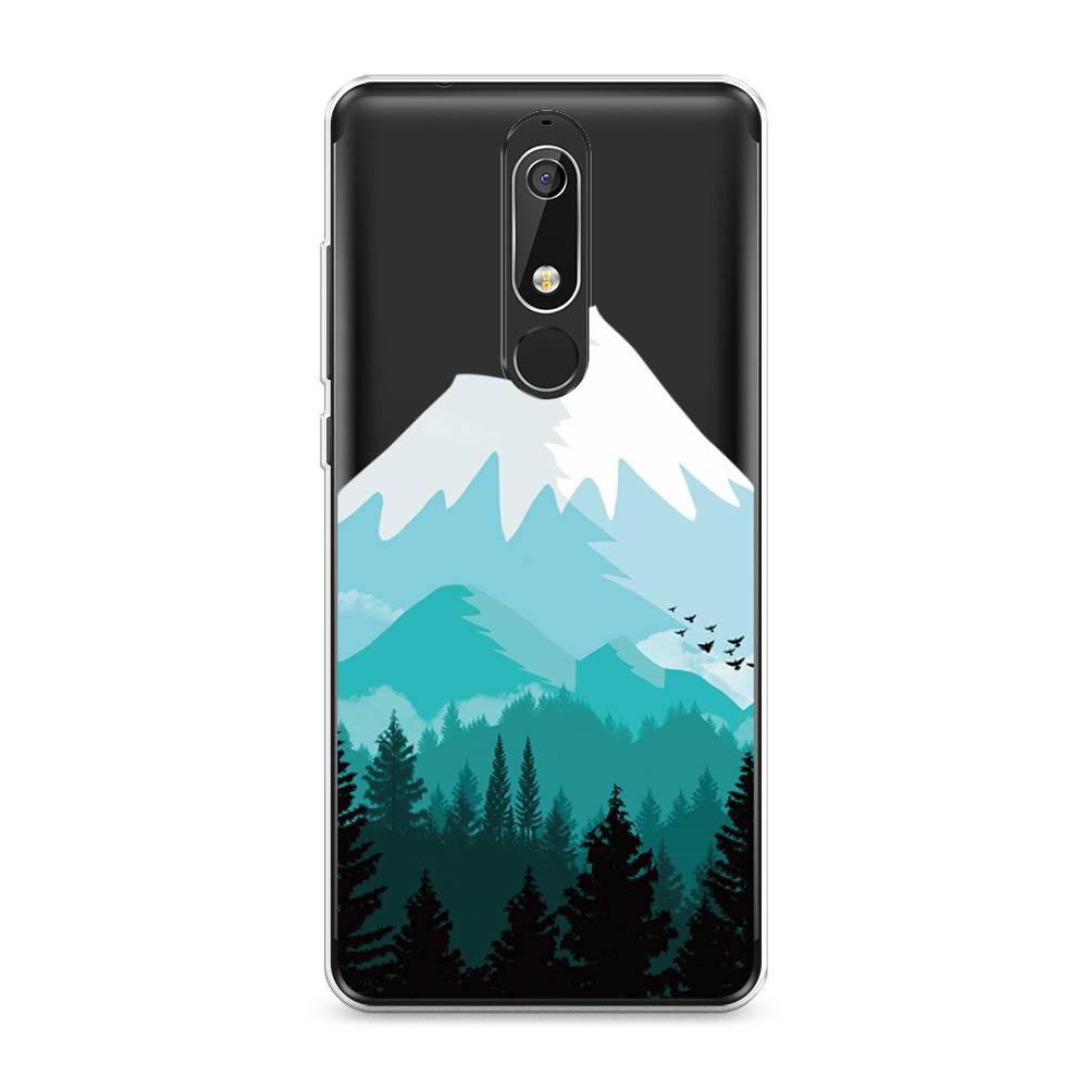 

Чехол на Nokia 5.1 "Синяя снежная гора", Белый;голубой, 121750-2