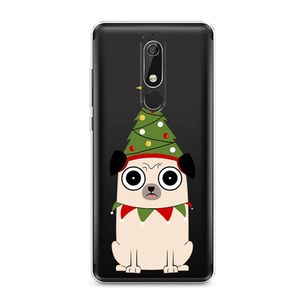 

Чехол на Nokia 5.1 "Собачка с ёлочкой", Бежевый;красный;зеленый, 121750-1