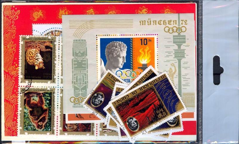 

Сувенирные комплекты из 5 гашеных серий и 5 гашеных блоков. . GUGO 3