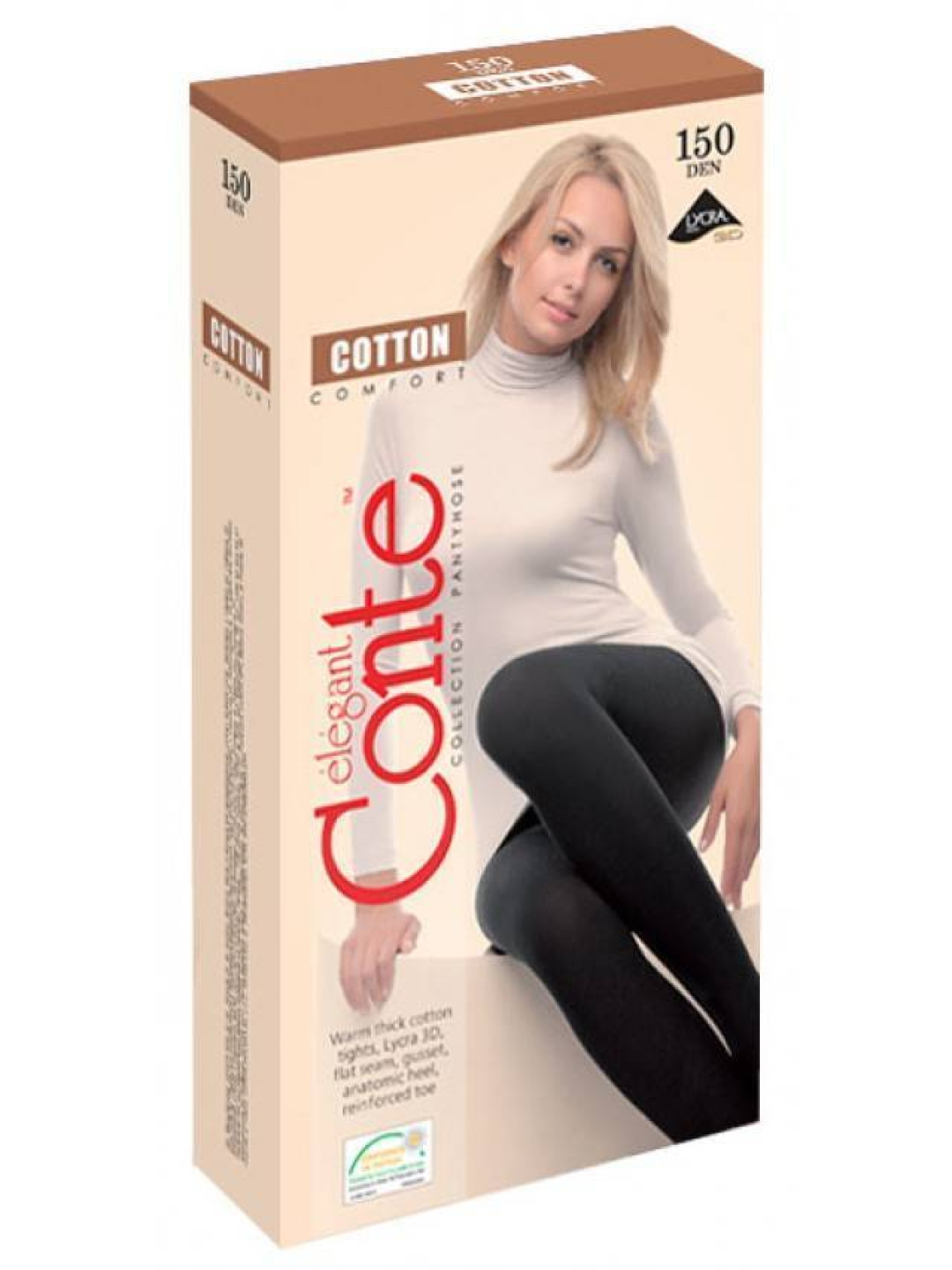 

Колготки женские Conte COTTON comfort 150 черные L, Черный, COTTON comfort 150