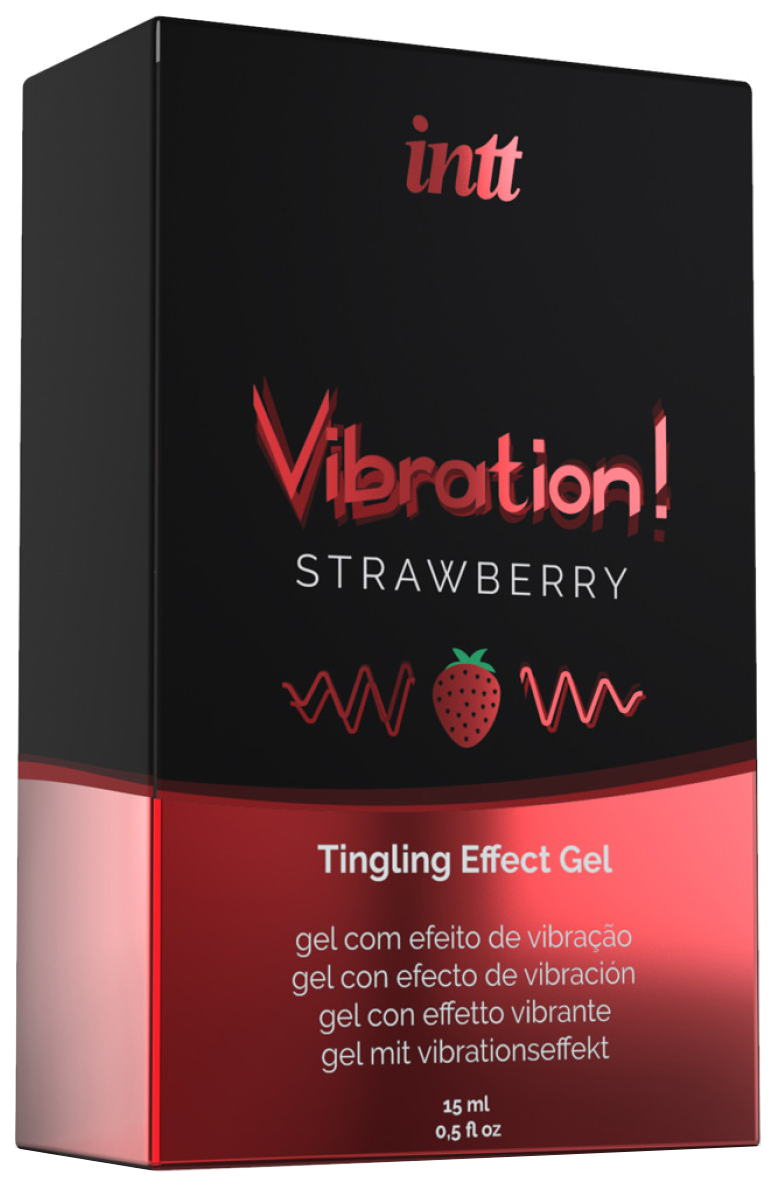 фото Жидкий интимный гель с эффектом вибрации vibration! strawberry 15 мл intt