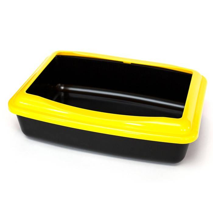 Лоток для кошек Jack&King прямоугольный с бортиком черно-желтый 41х30х11 см