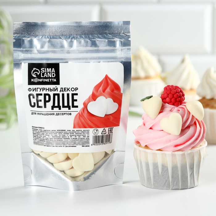 

Декор фигурный KONFINETTA «Сердце» белое, 50 г.