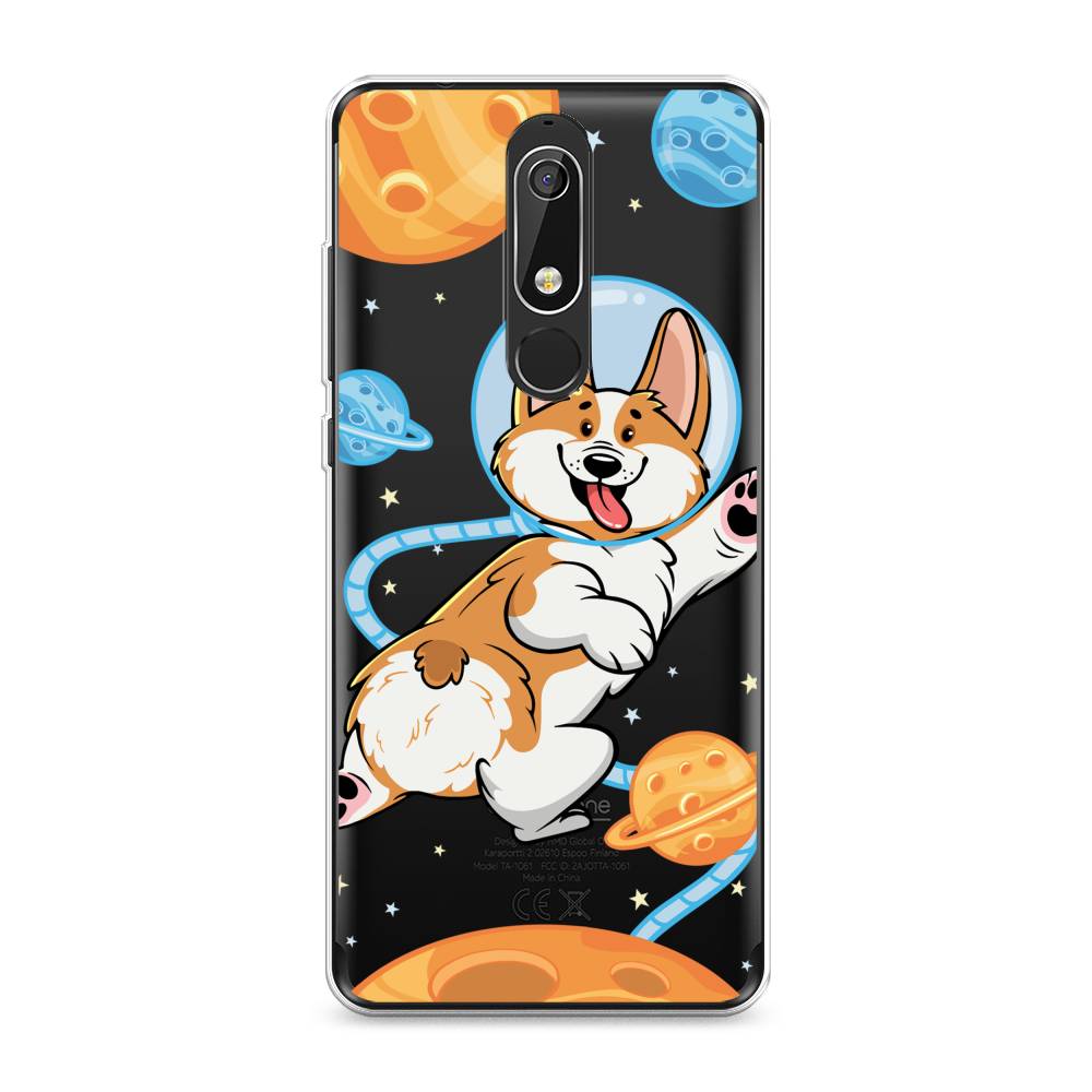 

Чехол на Nokia 5.1 "Корги-космонавт", Голубой;бежевый;белый, 121750-1