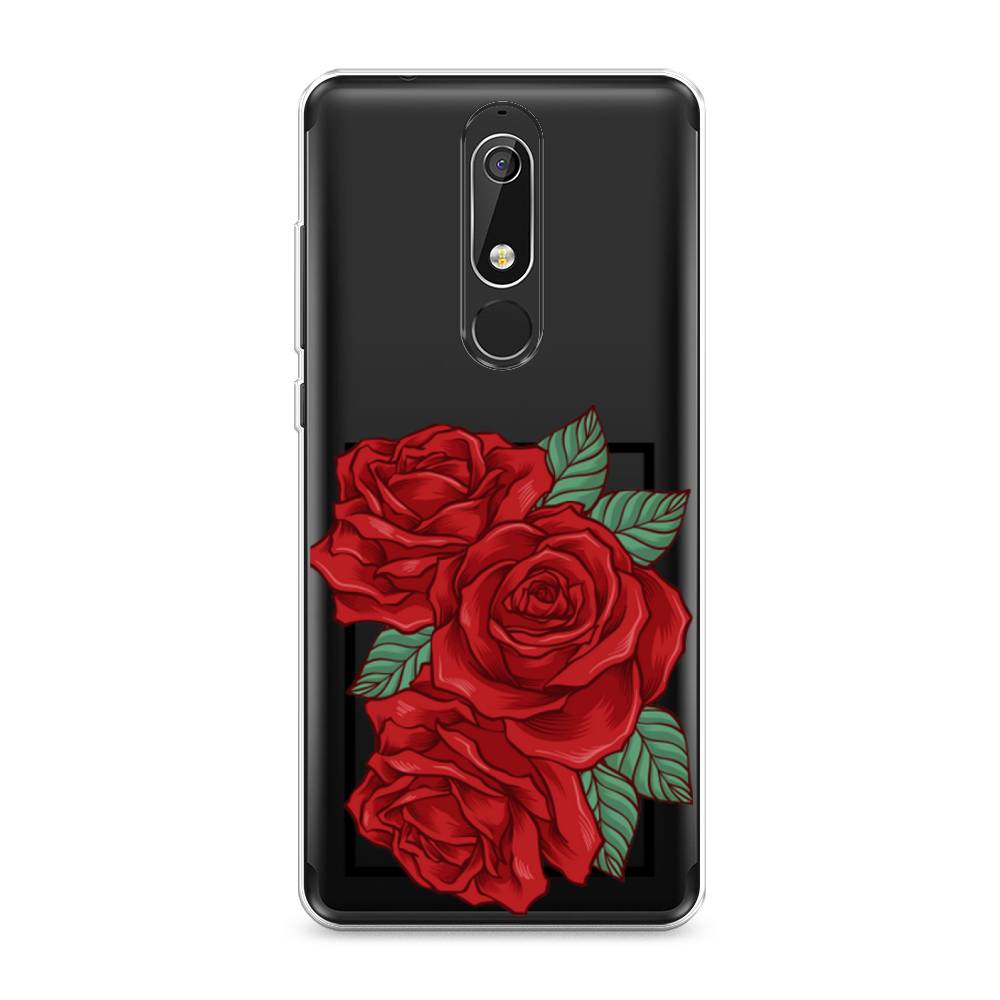 

Чехол на Nokia 5.1 "Три алые розы", Красный, 121750-2