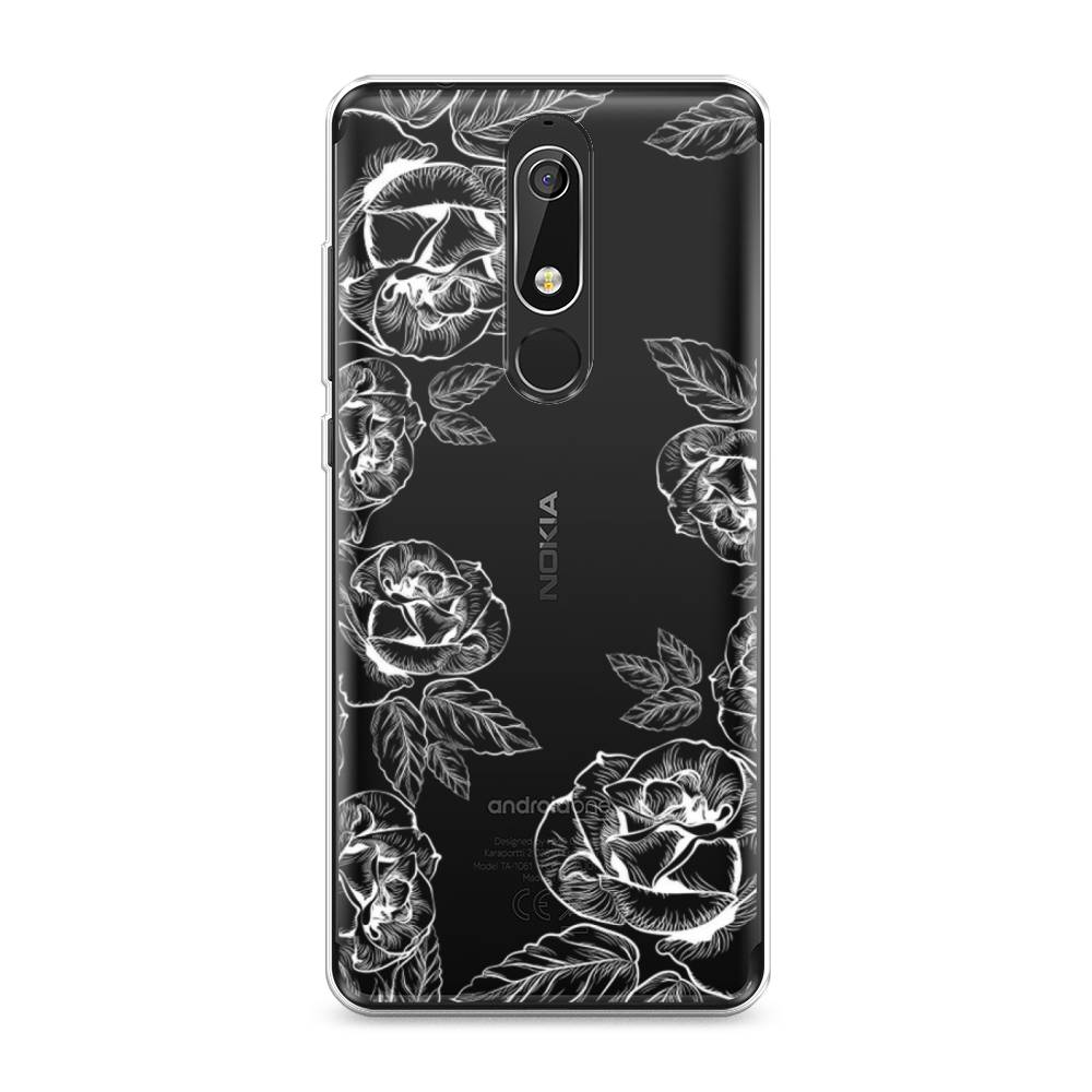 

Чехол на Nokia 5.1 "Розы графика", Черный;серый, 121750-2