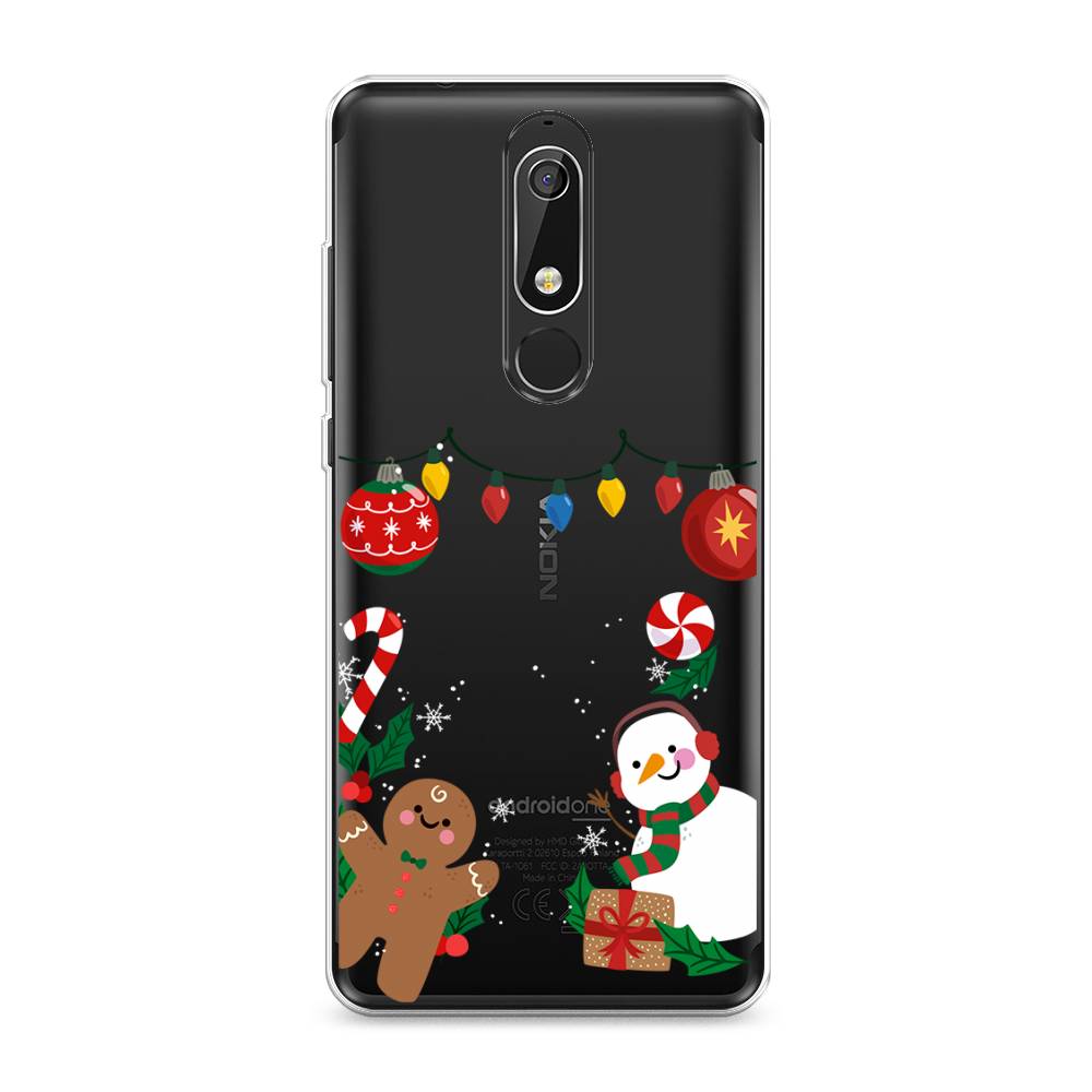 

Чехол на Nokia 5.1 "Новогоднее настроение", Коричневый;красный;зеленый, 121750-5