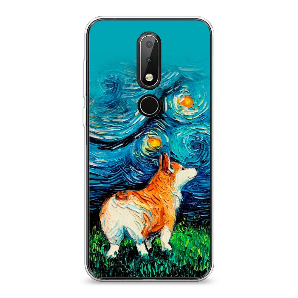 

Чехол на Nokia 6.1 Plus "Корги звёздная ночь", Коричневый;белый;зеленый, 121850-1