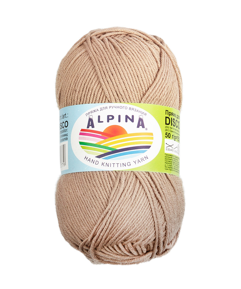 

Пряжа Alpina Disco, 86% хлопок, 14% полиамид, 10 шт по 50 г, 150 м, цвет 06 бежевый