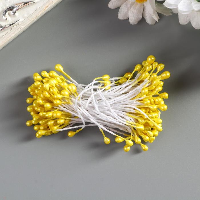фото Тычинки для искусственных цветов "капельки светло-жёлтые" (набор 130 шт) длина 6 см теропром