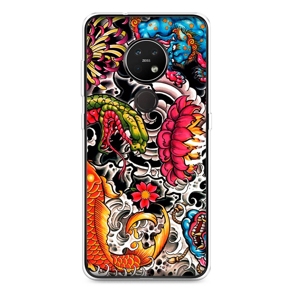 

Чехол на Nokia 6.2 "Японское искусство", Красный;оранжевый;голубой, 123050-4