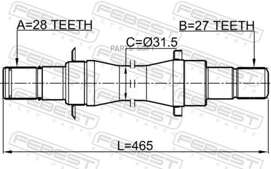 

Полуось Правая 28X464X27 FEBEST 1212D716AT4WD
