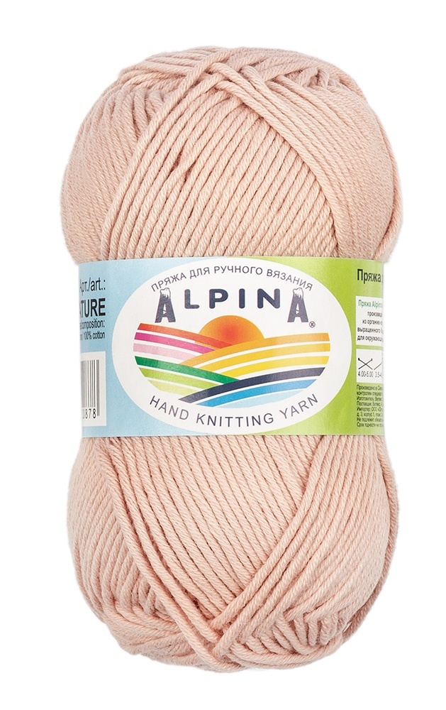

Alpina Nature, хлопок, 10х50 г, 105 м, цвет 007 грязно-розовый, Бежевый