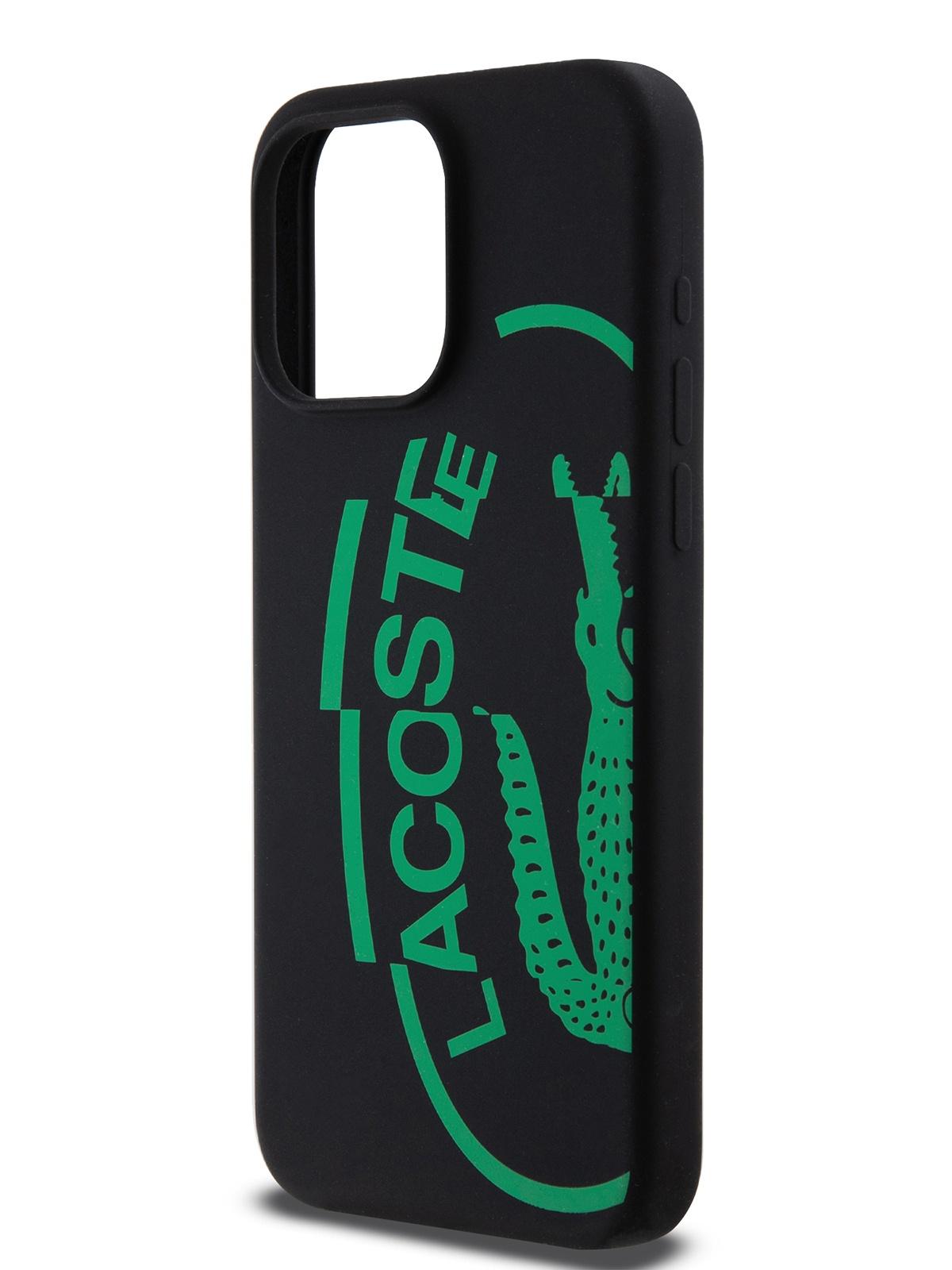 

Чехол Lacoste для iPhone 15 Pro Max с эффектом Soft-touch Oval logo Hard Black, Черный