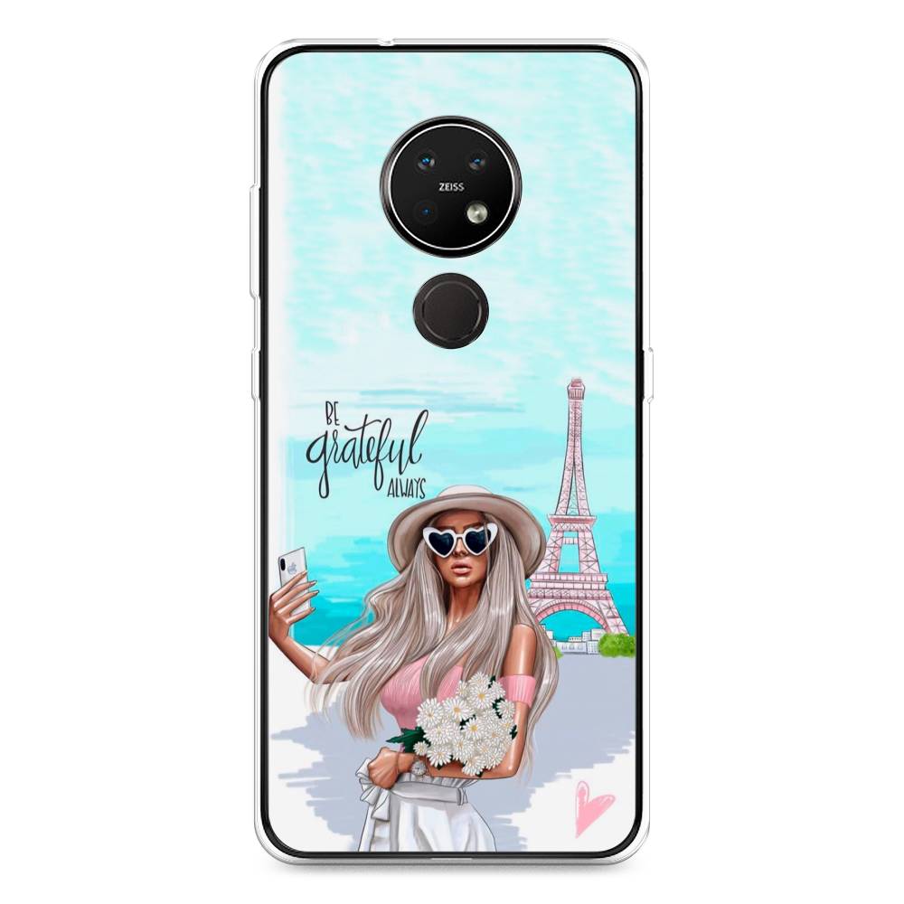 

Чехол на Nokia 6.2 "Селфи Париж", Голубой;бежевый, 123050-6